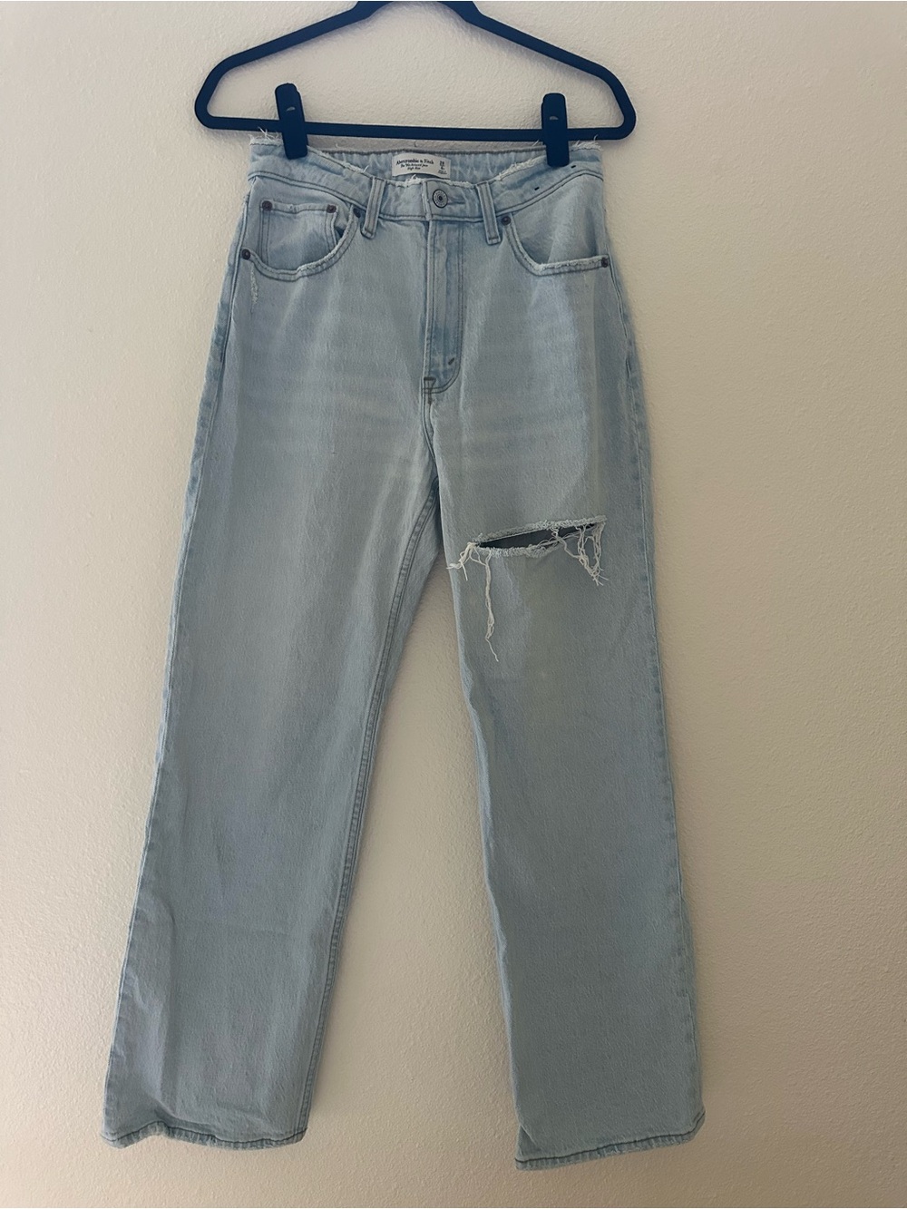 Abercrombie & Fitch Light Blue High-Rise Straight Jeans